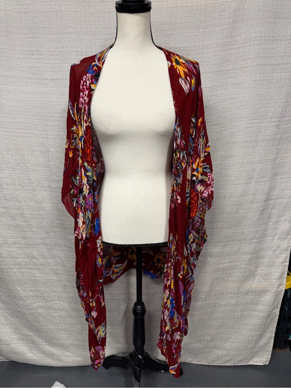 SAACHI Red Floral scarf with Blue and Pink Accents